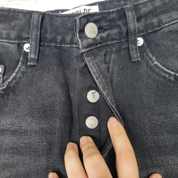 NWOT AGOLDE 90's Shorts - Black frayed hem High Waisted Size 25 - Picture 6 of 6